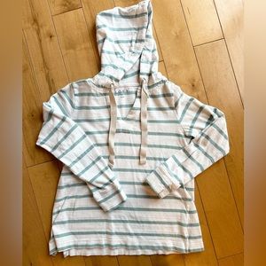 Loft Aqua White Striped Hoodie